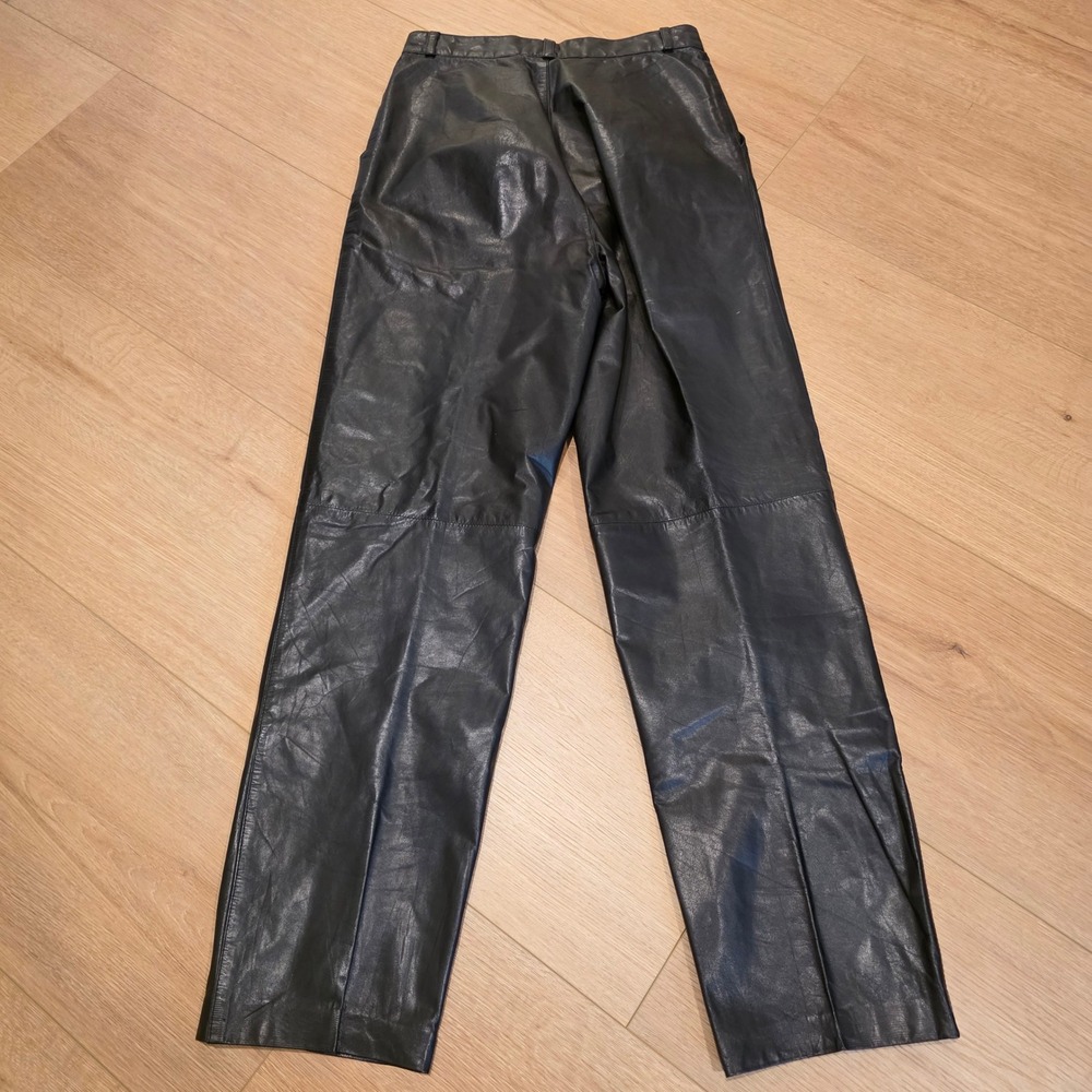 Tannery West Vintage Black Genuine Leather Pleated High Waist Pants Womens 8 - Picture 11 of 13
